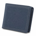 Portefeuille pliant 12 cm en toile bleu marine avec coutures contrastées