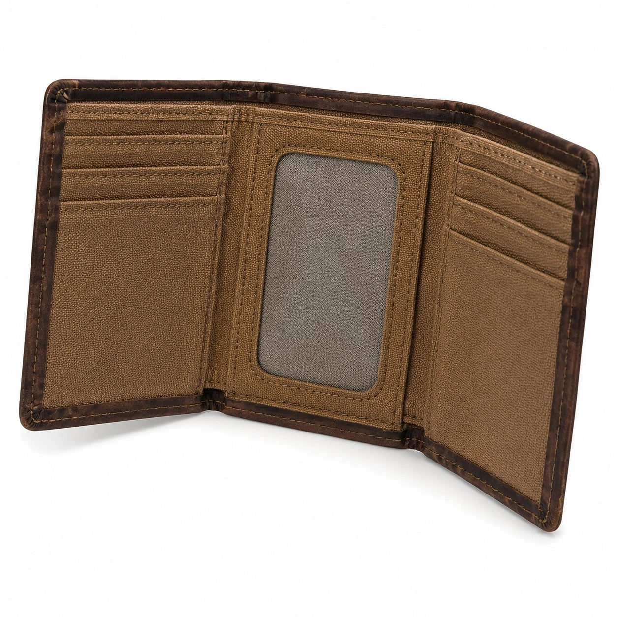 Portefeuille bifold 11 x 9 cm en cuir marron avec porte-cartes classique