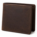 Portefeuille pliant 12 x 9.5 cm en cuir brun style vintage