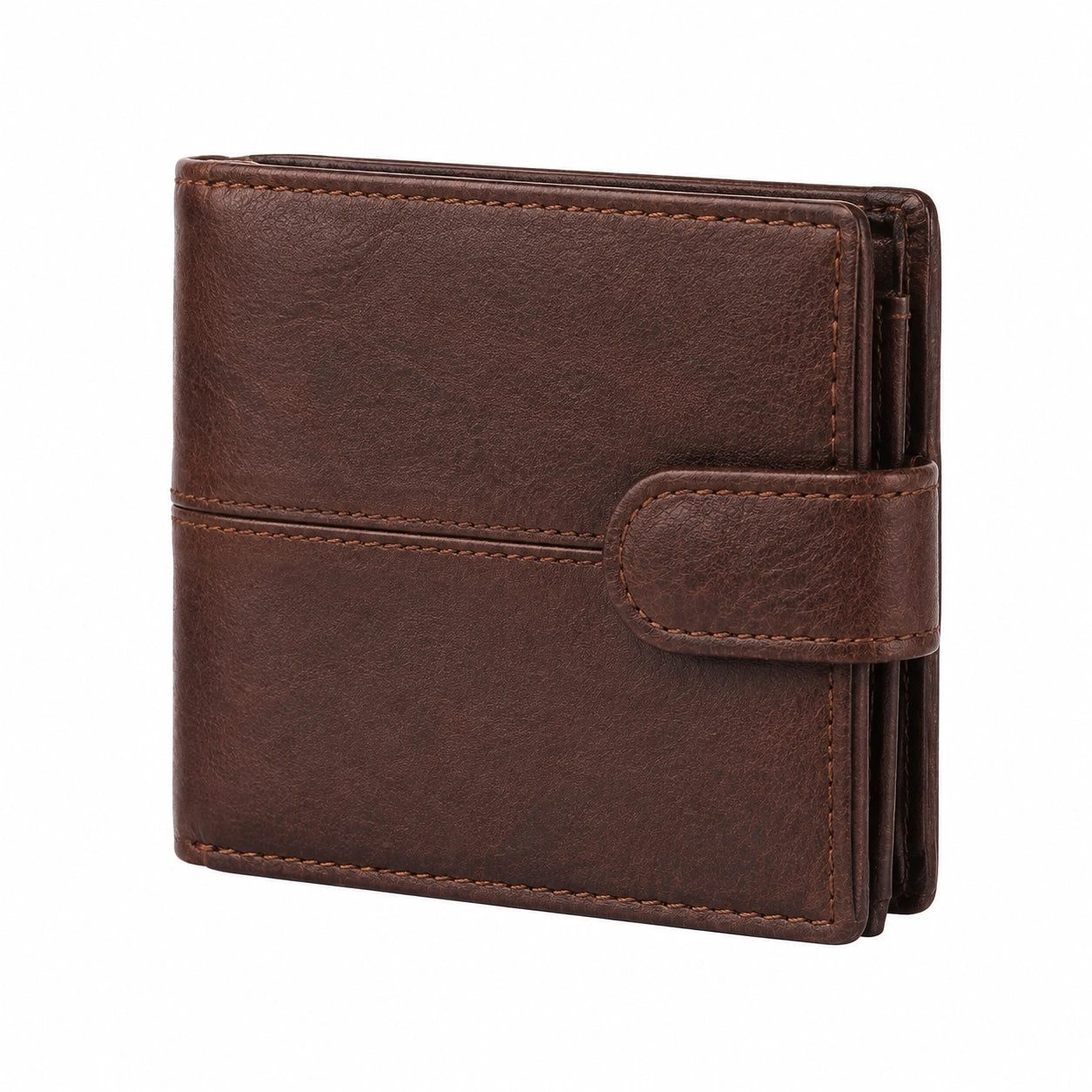 Portefeuille 12 x 10 cm en similicuir marron pliant à rabat