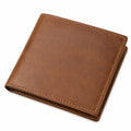 Portefeuille pliant 12 x 9.5 cm en cuir synthétique marron style classique