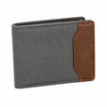 Portefeuille pliant 12 x 9.5 cm en textile gris et similicuir marron style compact