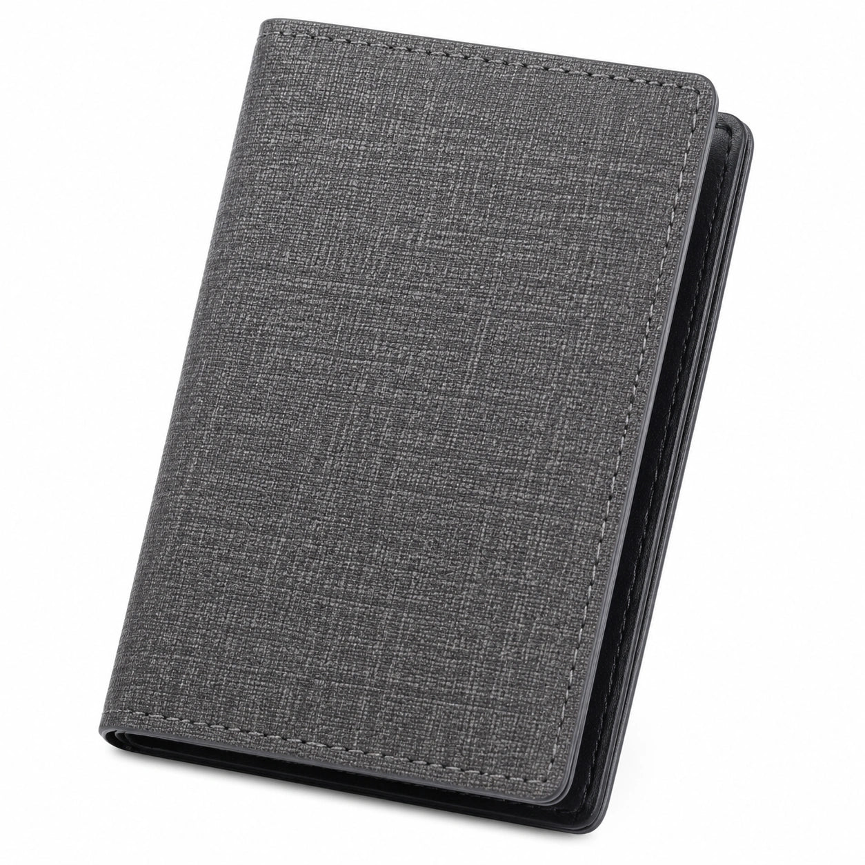 Portefeuille pliant 11.5 x 9.5 x 1.5 cm en matière synthétique grise texturée