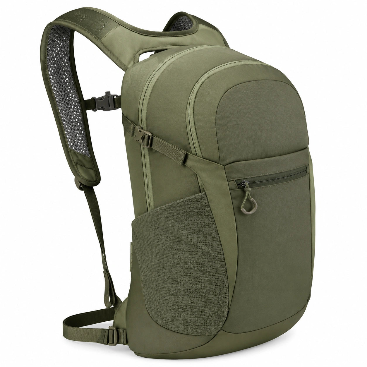 Sac à dos 45 x 30 x 18 cm textile synthétique vert kaki urbain à compartiments zippés