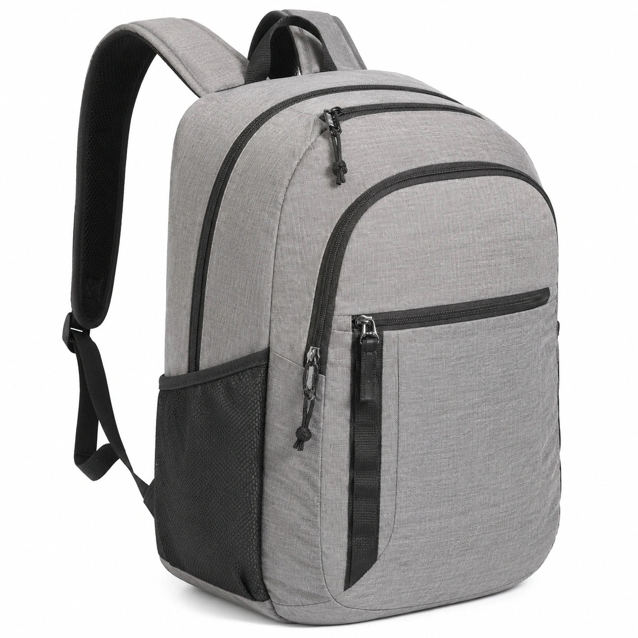 Sac à dos 30 x 18 x 45 cm gris en tissu synthétique pour quotidien avec compartiments zippés
