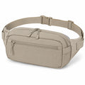 Sac banane 30 x 15 x 8 cm en textile beige à poches zippées style utilitaire
