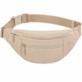 Sac banane taille réglable en tissu côtelé beige - rangement zippé