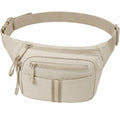 Sac banane 28 x 6 x 15 cm textile synthétique beige à poches zippées pour quotidien