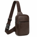 Sac bandoulière 17 x 7 x 29 cm en matière synthétique marron à poches zippées