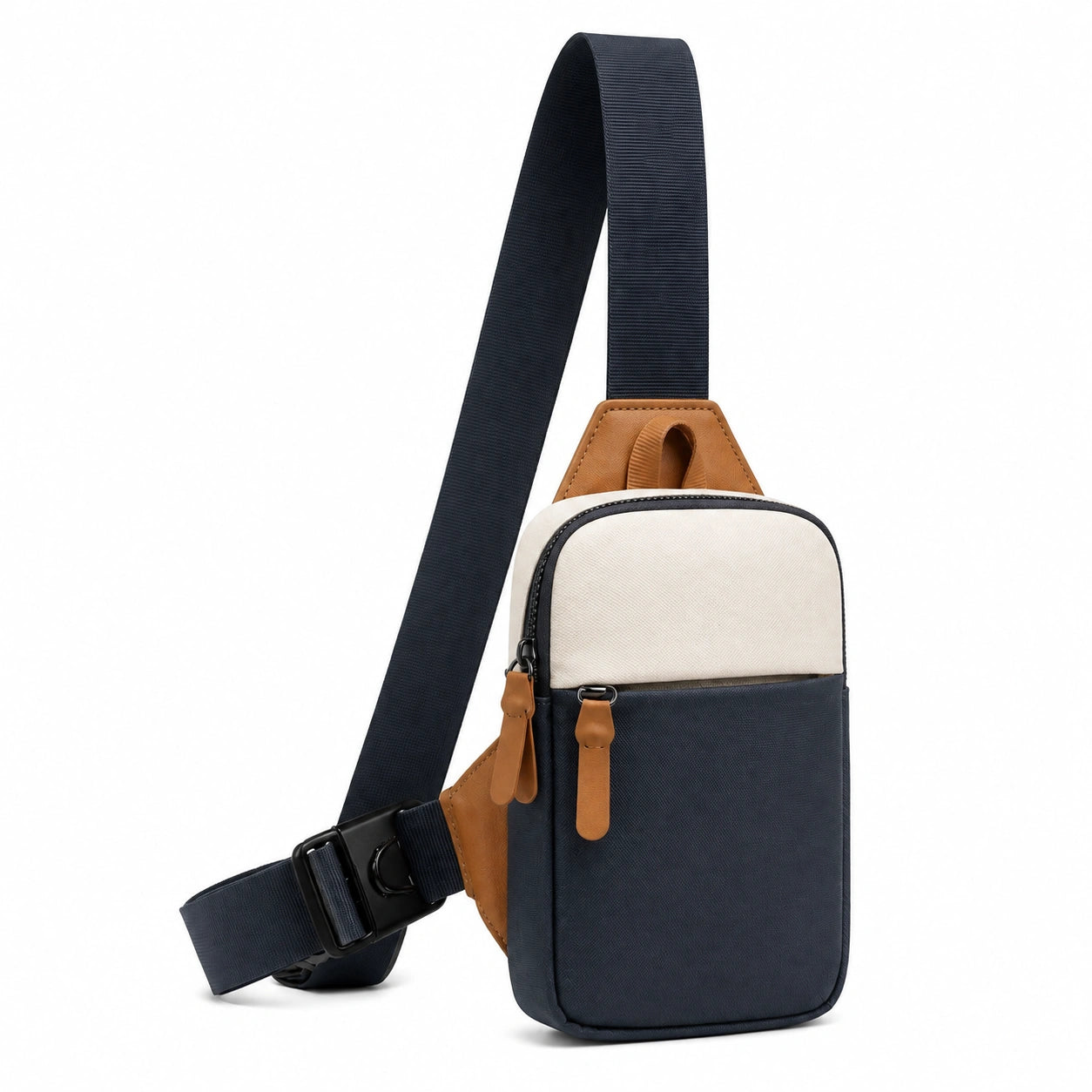 Sac bandoulière 18 x 8 x 30 cm textile bleu marine style urbain