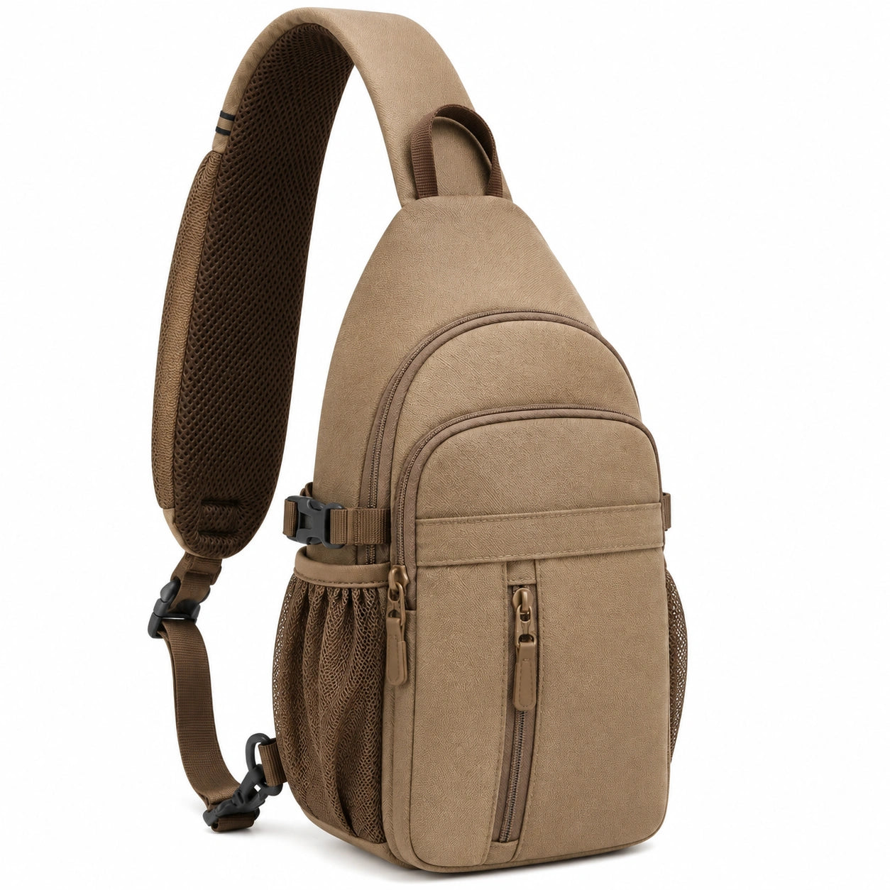 Sac bandoulière 18 x 9 x 32 cm beige en matière synthétique à compartiments multiples
