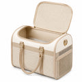 Sac de transport pour animaux 45 x 28 x 32 cm beige en tissu avec panneaux respirants et poignées