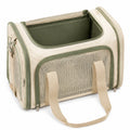 Sac de transport pour animaux 45 x 28 x 28 cm en polyester beige et vert olive avec panneaux en maille respirante