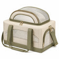 Sac de transport pour animaux 45 x 30 x 30 cm en tissu beige et vert avec maille