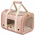 Sac de transport pour chat 45 x 28 x 28 cm rose en tissu avec maille respirante