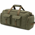 Sac de voyage 55 x 28 x 28 cm en tissu vert kaki avec poches multiples style utilitaire