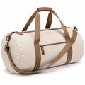 Sac de voyage cylindrique 50 cm en toile beige et marron avec bandoulière réglable