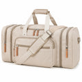 Sac de voyage 50 x 25 x 28 cm en tissu beige à compartiments multiples avec bandoulière réglable