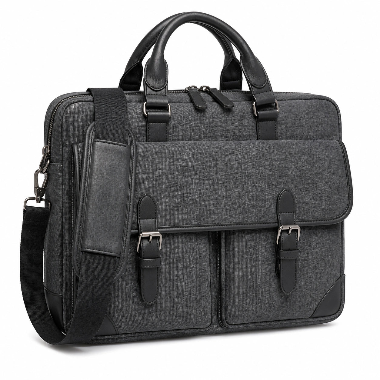 Sacoche ordinateur 42 x 10 x 32 cm noire en textile avec bandoulière pour travail