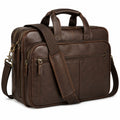 Sacoche pour ordinateur portable 42 cm en similicuir marron - Compartiments multiples