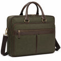 Sacoche ordinateur 40 x 10 x 30 cm textile vert kaki et marron style classique