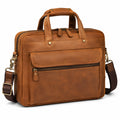 Sac ordinateur portable 40 cm en cuir marron avec bandoulière réglable
